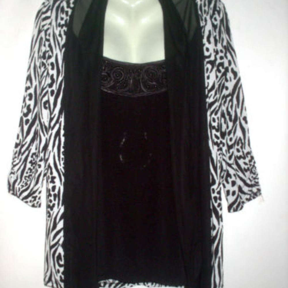 1X PLUS 2/FER GORGEOUS SHEER SCARF, FLORAL & BEADS